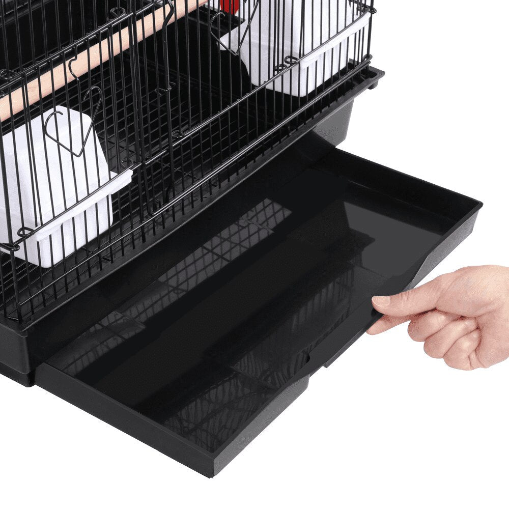 39&quot; Metal Parrot Cage Bird Cage for Small Birds, Black - thepetsupplyhaven