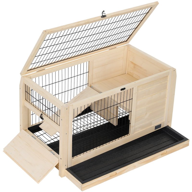 Wood Rabbit Hutch，Guinea Pig House Leak Proof Design - thepetsupplyhaven