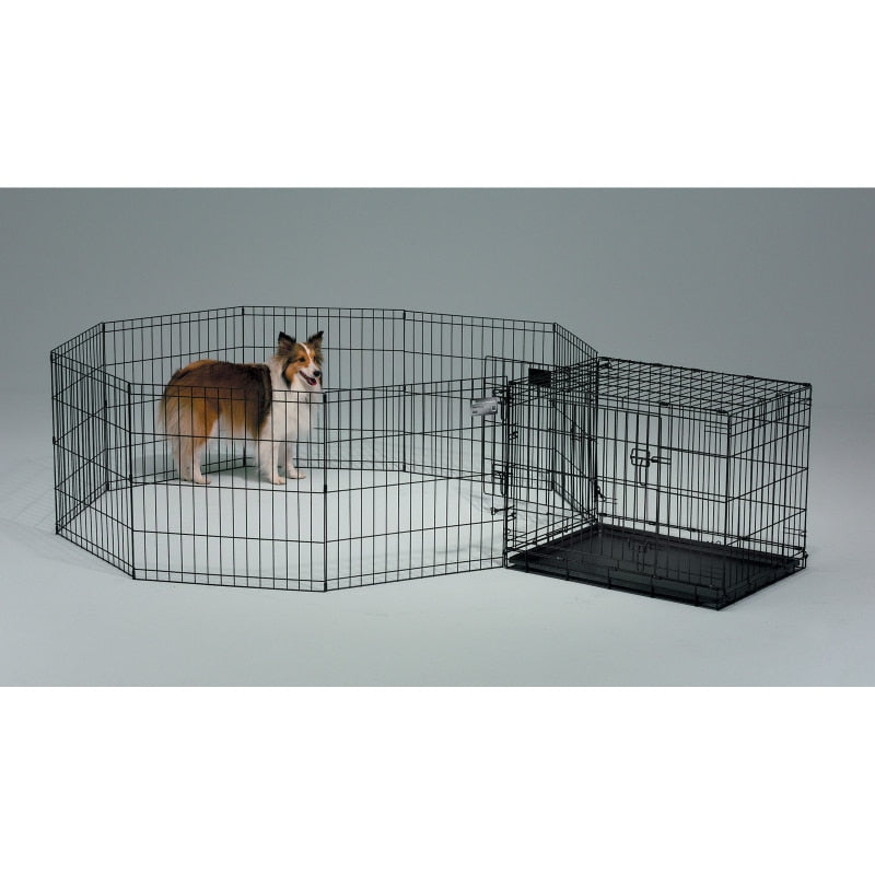 MidWest Homes For Pets Double Door Folding Metal Dog Crate Medium Toy XS XL Intermediate Large Dog Cage ( 24&quot; 30&quot; 36&quot; 42&quot; 48&quot; ) - thepetsupplyhaven