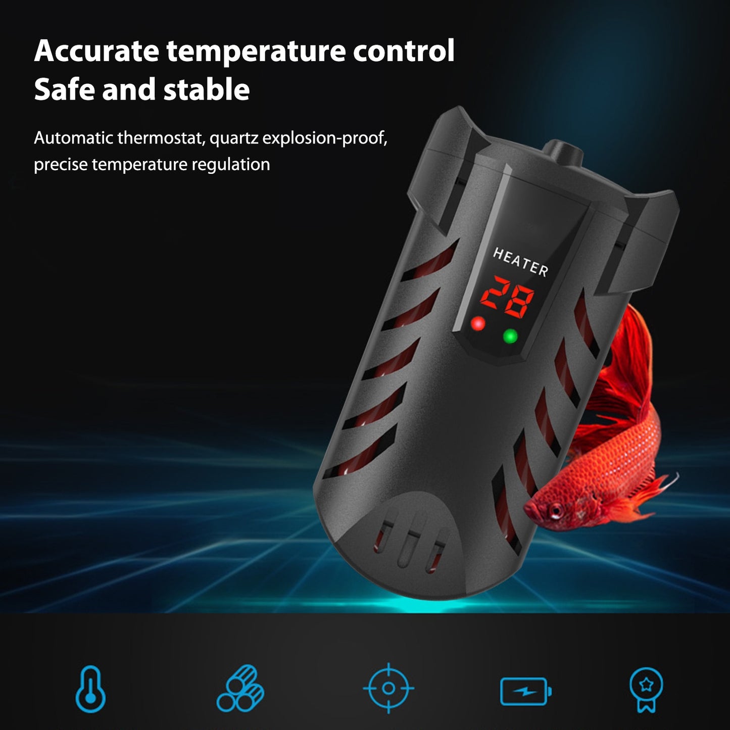Aquarium Thermostat Heater Turtle and Fish Tank Heating Rods LED Digital Display Auto Constant Temperature Aquatic Pet Supplies - thepetsupplyhaven