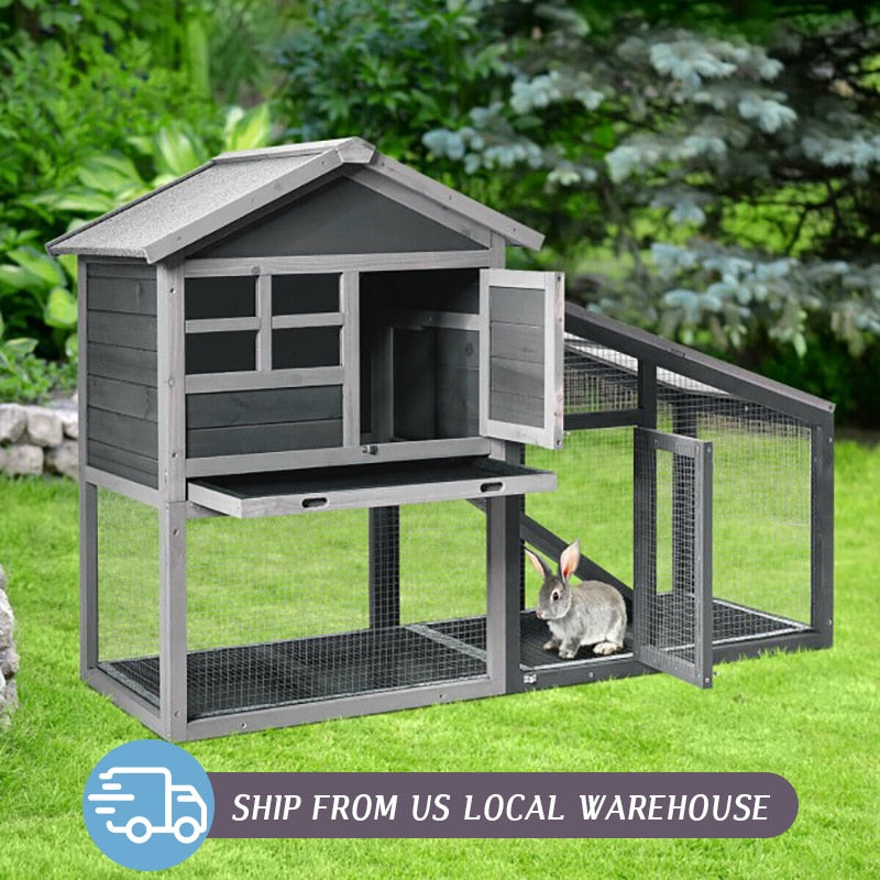 Outdoor Large Rabbit Hutch Wooden Chicken Coop with Ventilation Door and Removable Tray for Indoor and Outdoor - thepetsupplyhaven